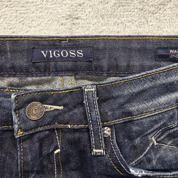 Vigoss Jagger Skinny Jeans Women's Size 26x31 Blue Denim Embroidered Distressed - Picture 8 of 14